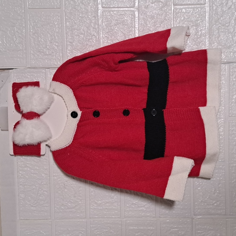 So'Dorable Baby Girl Sweater Dress & Headband Baby's First Christmas